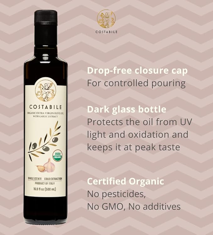 Garlic Infused Olive Oil &amp Orange Infused Extra Virgin Olive Oil from Puglia Italy. COSTABILE