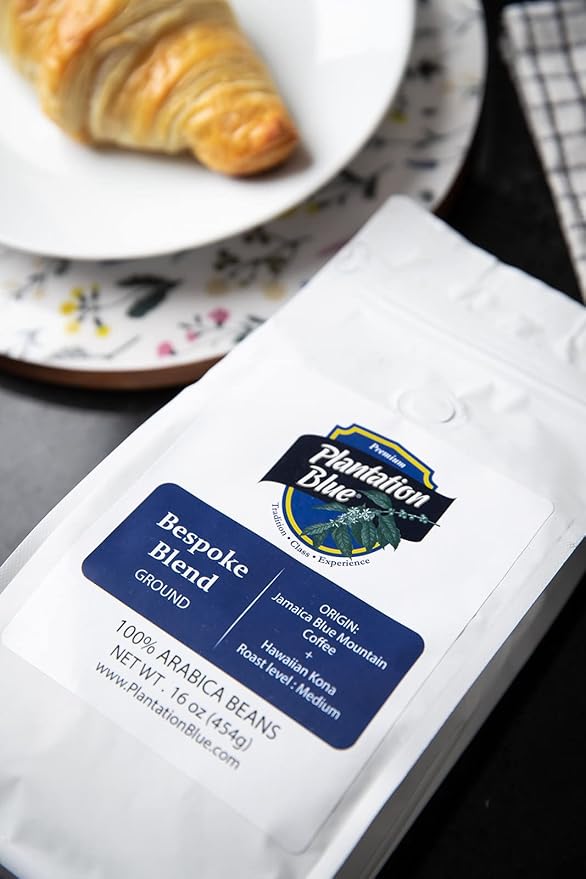 PREMIUM PLANTATION BLUE TRADITION CLASS EXPERIENCE Bespoke Blend of Blue Mountain &amp Kona Coffee Ground (1lb)