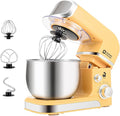 Kitchen in the box Stand Mixer3.2Qt Small Electric Food Mixer6 Speeds Portable Lightweight Kitchen Mixer for Daily Use with Egg WhiskDough HookFlat Beater (Yellow)