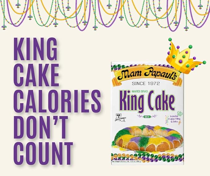 Mam Papaul's Mardi Gras King Cake Mix Kit 28.5 oz - 2 Pack
