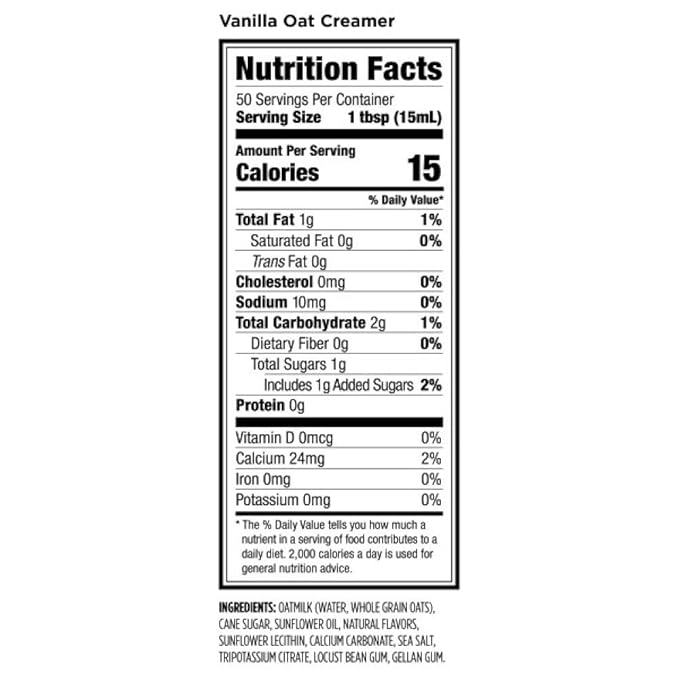 Califia Farms Vanilla Oatmilk Creamer 25.4 Oz (Pack of 6) | Whole Rolled Oats | Dairy Free | Gluten-Free | Vegan | Plant Based | Non-GMO