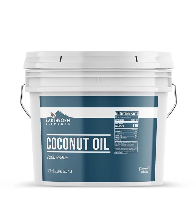 Earthborn Elements Coconut Oil 2 Gallon Bucket Non-Hydrogenated Food Grade Always Pure (256 Fl Oz)