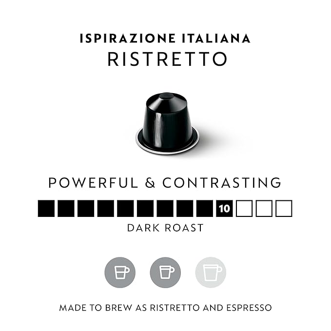 Nespresso Capsules Original Line Ristretto Intenso Dark Roast Coffee 50 Count Coffee Pods