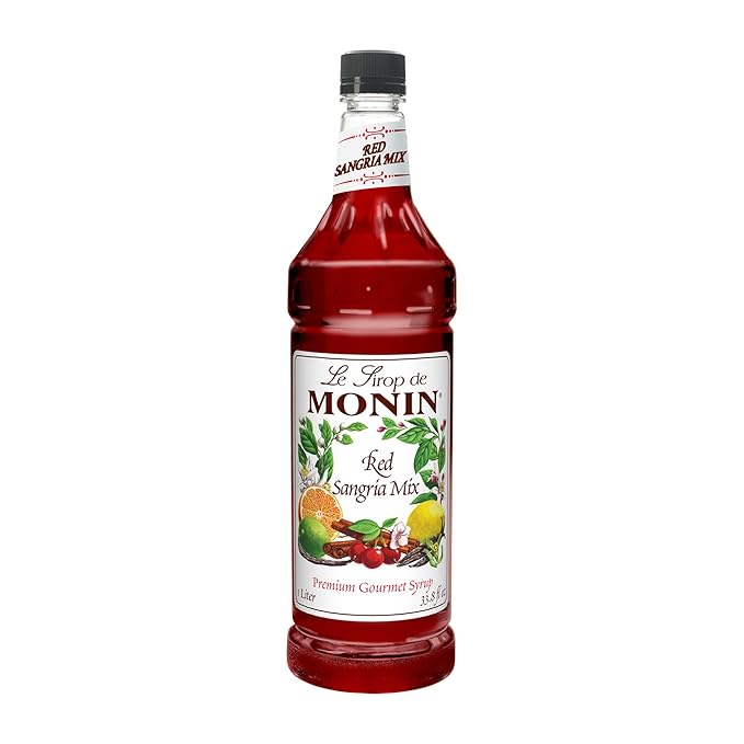 Monin Flavored Syrup Red Sangria Mix 33.8-Ounce Plastic Bottle (1 liter)