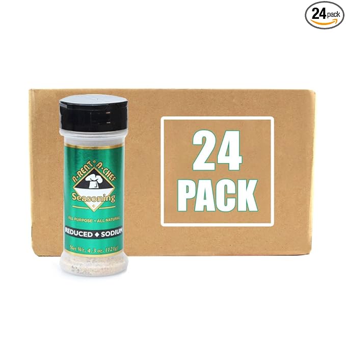 Reduced Sodium Seasoning | Pack of 24 | 4.3 oz | Gluten Free | A-Rent-A-Chef