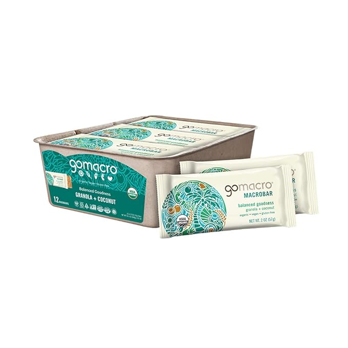 GoMacro MacroBar Organic Vegan Snack Bars - Granola + Coconut and Banana + Almond Butter (2.3 Ounce Bars 12 Count)