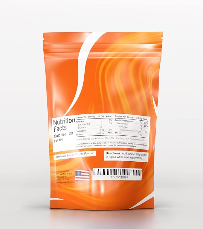 Sodium Alginate Powder 16 oz Food Grade Bulk Ingredient for Thickening Non-GMO and Vegan 1lb Bag