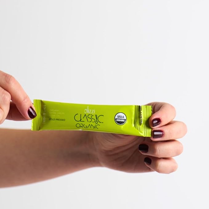 Olive Oil Packets - Olizzi Classic Organic Extra Virgin New Harvest Award Winning Cold Pressed USDA Organic Certified Single Serve Mini Salad Dressing To Go Individual Travel Size 25 Single