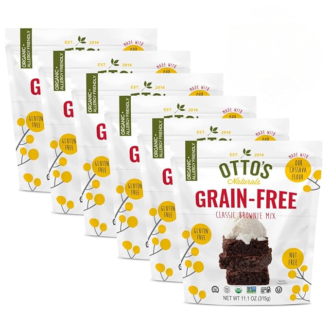 Otto's Naturals Grain-Free Classic Brownie Mix 11.1 Oz. 6 Pack Top 9 Allergen-Free Organic Cassava Flour Gluten Free Non-GMO Vegan Plant-Based