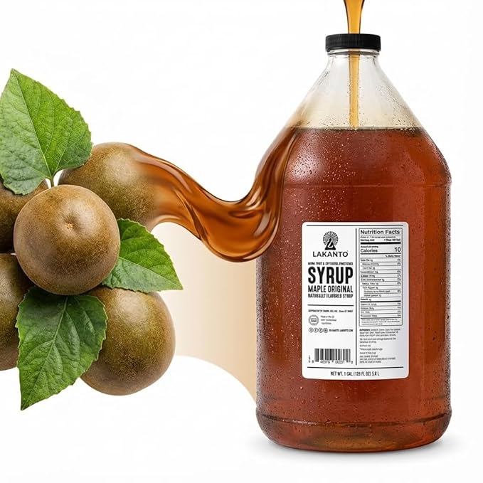 Lakanto Sugar Free Maple Flavored Syrup Sweetener with Monk Fruit and Erythritol 128 fl oz