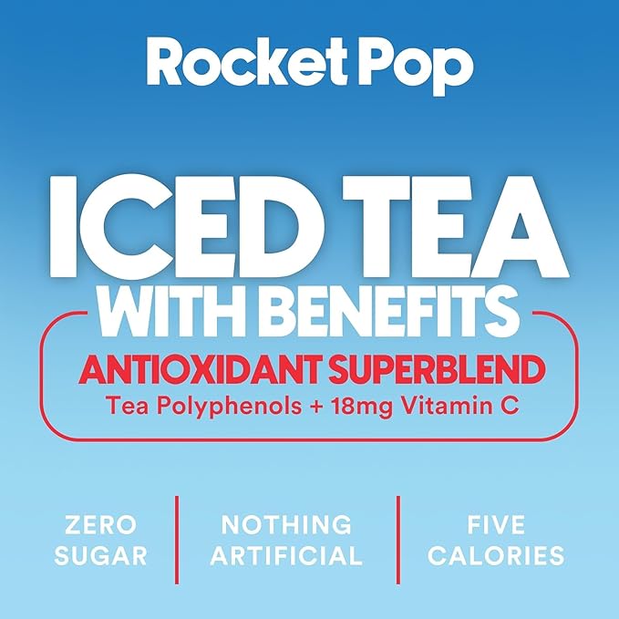 Ryl Iced Tea Rocket Pop Antioxidant Superblend Zero Sugar Low Carb Zero Calorie Iced Tea 16.0 Fl Oz (12-Pack)