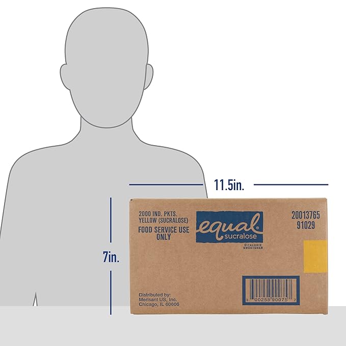 EQUAL Yellow 0 Calorie Sweetener Sucralose Sugar Substitute Zero Calorie Sugar Alternative Sweetener Packets Sugar Alternative Erythritol Free 2000 Ct (Pack of 1)