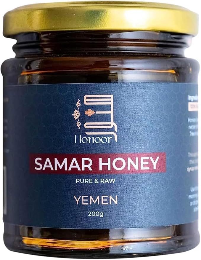 Omani Luban (Frankincense) Honey &amp Samar Honey Bundle (2 × 200g) – Unfiltered Unheated Pure &amp Raw Honey – Glass Jar Luxury Honey Set from Oman &amp Yemen