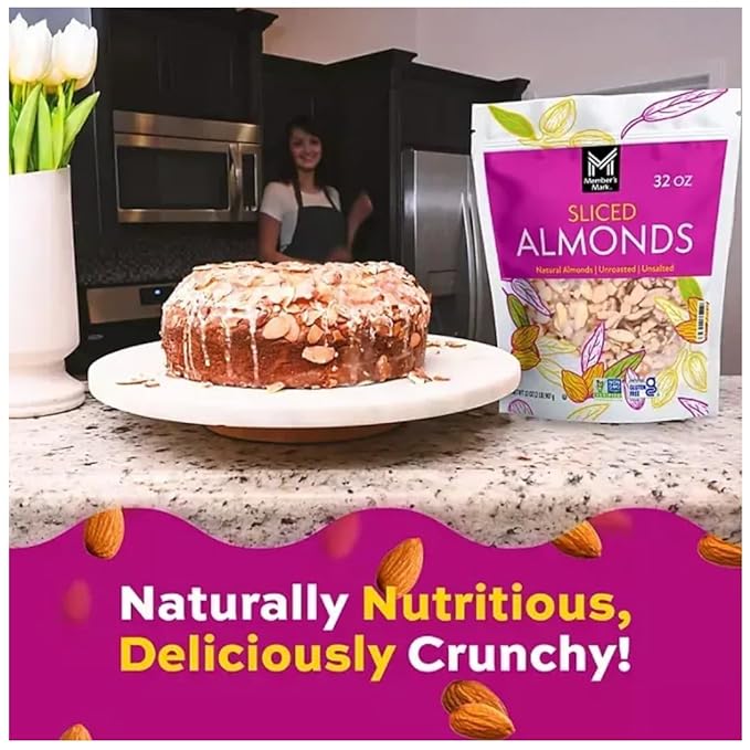 Natural Sliced California Almonds 32 Ounces (32 Ounce (2 Pack))