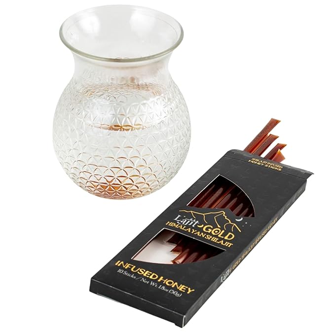 Lajit Gold Grade Himalayan Shilajit Honey Sticks –Organic Raw Honey + Fulvic Acid &amp 85+ Trace Minerals – Resin-Infused for Men &amp Women –Natural Energy Stamina &amp Immunity –10 Single-Serve