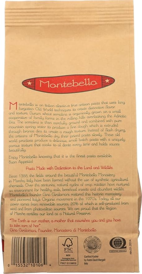 Montebello Organic Pasta Strozzapreti 16-Ounce Bag (Pack of 5) by Montebello