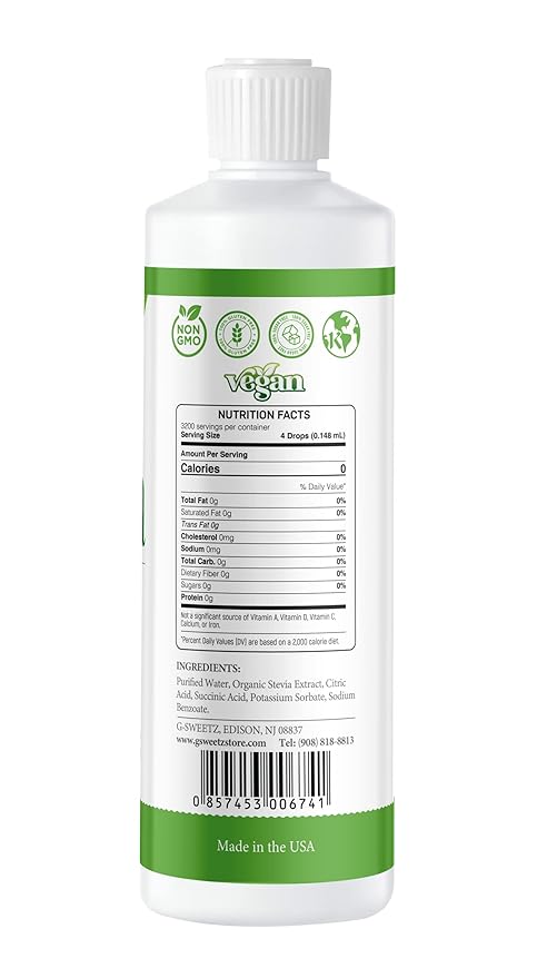Liquid Stevia –Stevia Sweet Drops – Made from Reb-D Rich Organic Extract – Concentrated Liquid Sweetener for Drinks Food and Pastries No Calories and No Carbs – 16 FL OZ (3200 Servings)