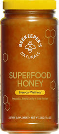 Superfood Honey by Beekeeper's Naturals - Bee Pollen Royal Jelly Propolis Honey - Natural Energy Immune Support Mental Clarity Athletic Performance (11.6 oz)