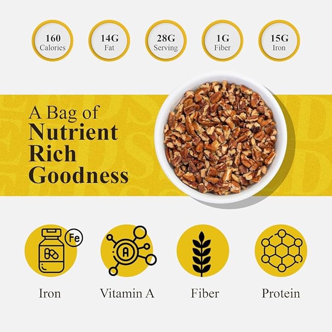 Sunbest Natural Fancy Georgia Raw Pecan Pieces 80oz (5 lbs) - Nutrient-Rich &amp Delicious Raw Pecans - Kosher Non-GMO Vegan-Friendly Ideal for Cooking Baking &amp Snacking - Superior to Organic