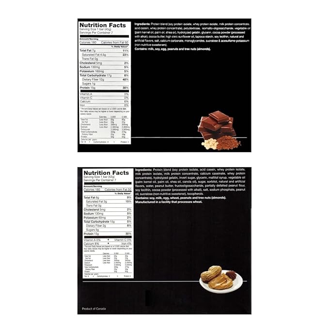 PROTIFIT - Low Calorie Chocolate Crisp &amp Peanut Butter Cup Protein Bar 2 Pack High Protein 15g Protein Low Carb Low Sugar Ideal Protein Compatible 7 Servings Per Box (2 Pack)