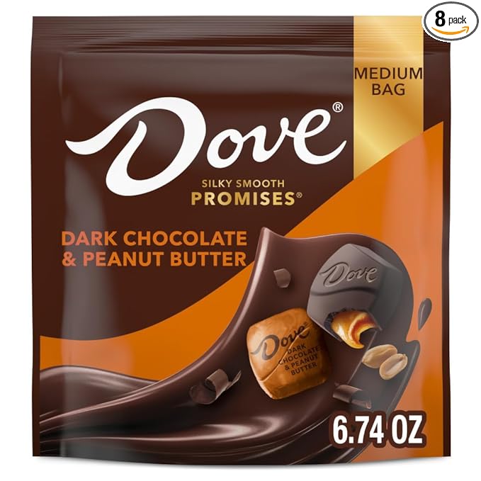 DOVE PROMISES Individually Wrapped Dark Chocolate &amp Peanut Butter Candy 6.74 Oz Bag (Pack of 8)