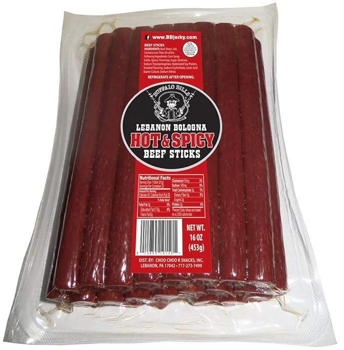 Buffalo Bills 1-lb Pack Hot &amp Spicy Lebanon Bologna Sticks (Pennsylvania Dutch hot beef sticks)