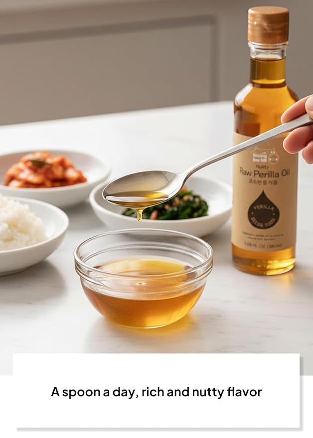 Korean Food Nutty Perilla Oil 6.1 fl oz (180 ml) – 100% Korean Perilla Seeds Lightly Roasted for Rich Toasted Flavor
