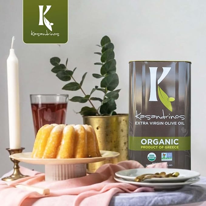 Kasandrinos Organic HUGE 3 LITER Extra Virgin Greek Olive Oil Pack of Two
