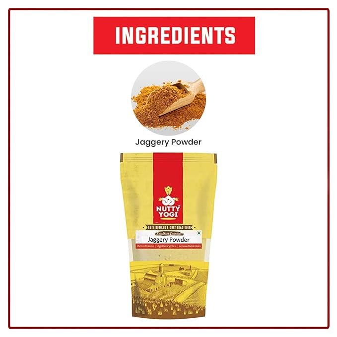 Nutty Yogi Organic Jaggery Powder Low Gi High In Nutrients 100% Organic Sweetener Caramel Flavour Tea Original Gur(500 G (Pack Of 4))