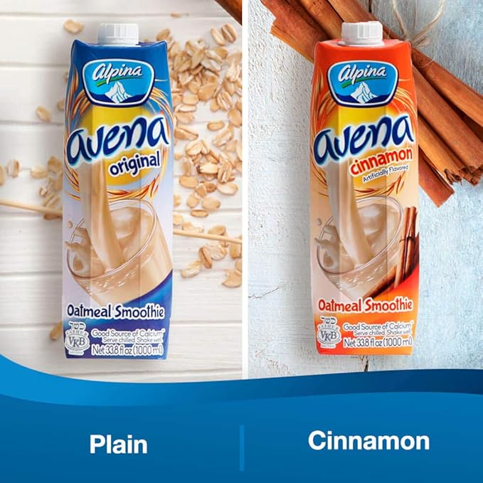 AVENA ALPINA Original Oatmeal Smoothie. Made With 100% Whole Grain Oats. Low Sugar Non-GMO Oats. Get Your Instant Oatmeal 12 Pack x 32 ounces each.