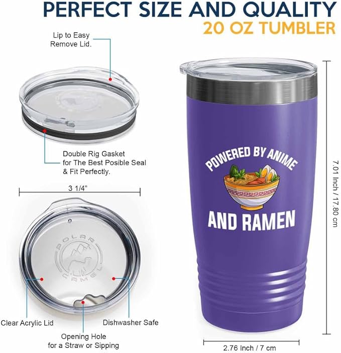 Ramen Lover Pink Edition Tumbler 20oz - Powered by anime - Food Lovers chicken pumpkin vegan pantry spicy noodles
