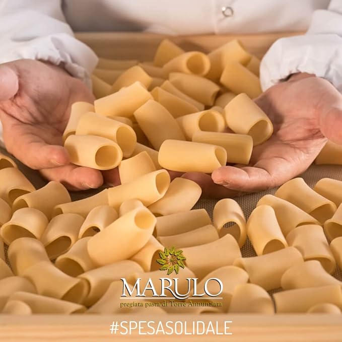 Paccheri Short Pasta Bronze Die Cut Artisan Italian Pasta100% Durum SemolinaImported Italian Artisan Pasta by Marulo 1.1 Pound (Pack of 12)