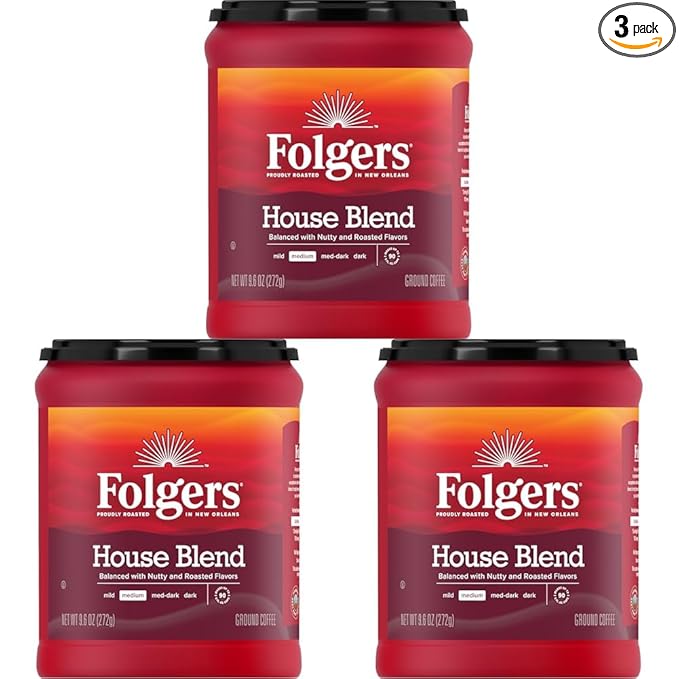 Folgers House Blend Ground Coffee Medium Roast 9.6 Ounce (Pack of 3)