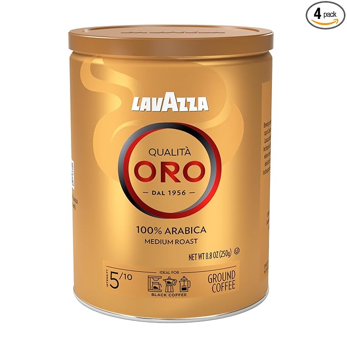Lavazza Qualità Oro Ground Coffee Medium Roast 100% Arabica 8.8 oz Tin (Pack of 4)