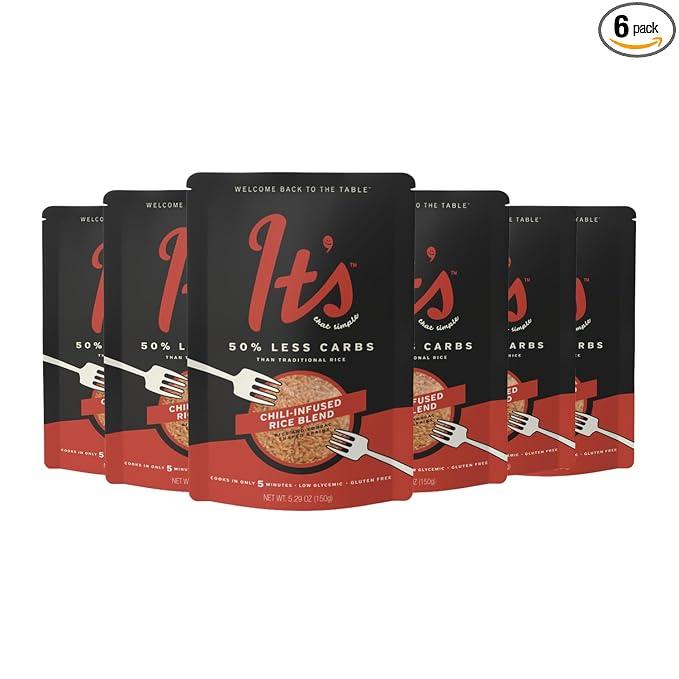 It’s That Simple Chili-Infused Rice Blend from It's Skinny 50% Less Carbs Certified Gluten-Free Non-GMO &amp Vegan Cooks in 5 Minutes – 5.29 oz (Pack of 6)