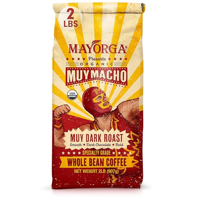 Mayorga Intense Dark Roast Coffee 2 lb bag - Muy Macho Blend the World's Strongest Organic Coffee - 100% Arabica Whole Coffee Beans - Bold Flavor - Specialty Grade Non-GMO Direct Trade