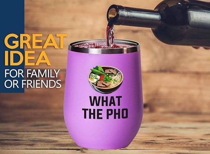 Ramen Lover Pink Edition Wine Tumbler 12oz - What the pho - Food Lovers chicken pumpkin vegan pantry spicy noodles