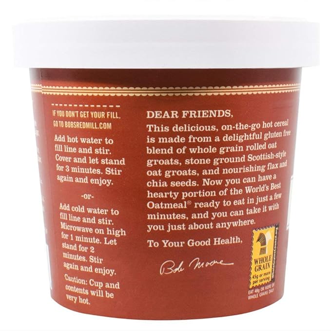 Bob's Red Mill Gluten-Free Oatmeal Cup &amp Maple Brown Sugar 2.15 Ounce (Pack of 6)
