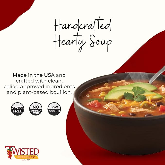 Twisted Pepper Co. Chicken Enchilada Soup Mix: Gluten-Free – Handcrafted Soup – Creamy Hearty &amp Flavorful Comfort Meal Ready in 30 Minutes Serves 10 Add Chicken Cheese &amp Toppings