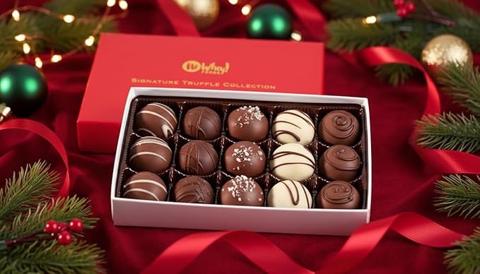Signature Holiday Truffles (15 Pieces) – Red Box – Vegan Allergy-Friendly Kosher – Dairy Free Peanut Free Tree Nut Free Egg Free Soy Free Gluten Free Sesame Free – No Artificial Colors or Flav