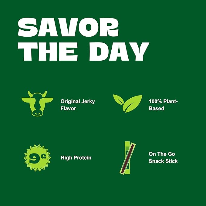 Bean Stalk Savory Snack Sticks Original Flavor| Plant Based Meatless Vegan Jerky Snacks | High-Protein 9g each | Non-GMO | Vegetarian | Perfect On-the-Go Snack | 24 pack