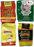 Puerto Rican Ground Coffee Variety Pack - 4 Local Favorites In 8 Ounce Bags (Cafe Rico Lareno Crema and Yaucono) Includes 2 Envelopes Of Sason Accent