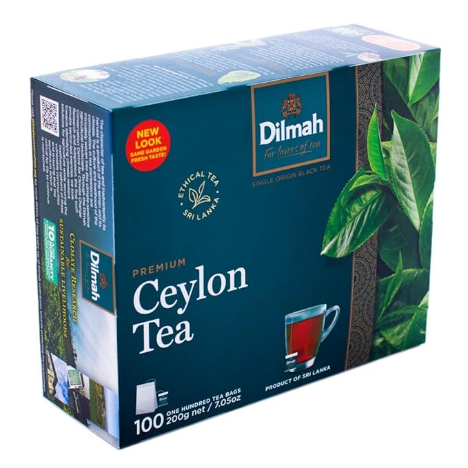 Dilmah Premium Ceylon Black Tea - 100 Tea Bags x 2 Pack (Total 200 Bags) - Bold and Refreshing