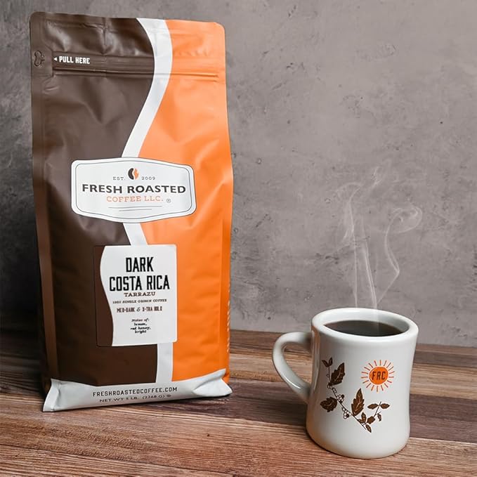 Fresh Roasted Coffee Dark Costa Rican TarrazuMed-Dark Roast Kosher Whole Bean 5 lb