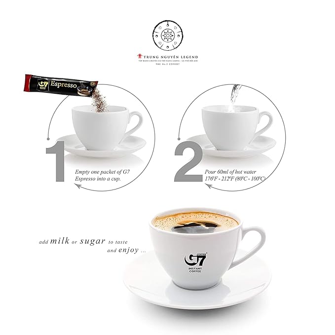 Trung Nguyen — G7 Instant Coffee — Espresso — Strong and Bold — Instant Vietnamese Coffee (15 Packets/Box 4-Pack)