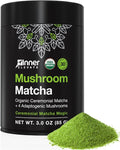 Inner Elevate Mushroom Matcha - Organic Ceremonial-Grade Matcha Powder with 4 Superfood Mushrooms - Adaptogenic Mushroom Tea Drink with Lion's Mane Cordyceps Turkey Tail Reishi (30 Servings)