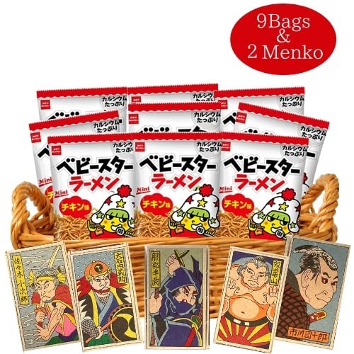 Beatcraft™ Baby Star Ramen Fried Noodle Snack + Japanese Toy Happy Set (9 Packs Chicken Flavor Regular Size)