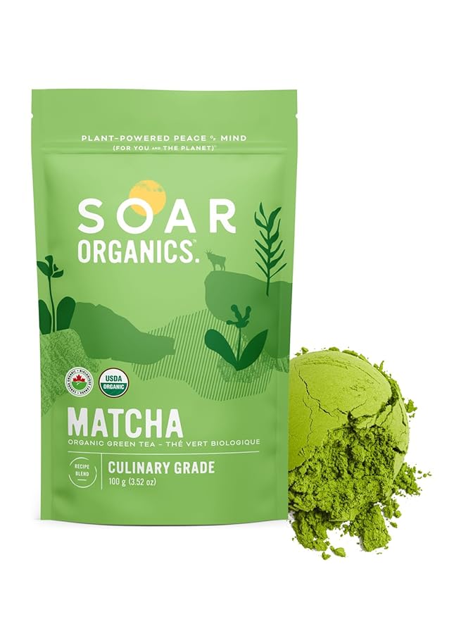 Soar Organics - Culinary Grade Matcha Green Tea Powder - Authentic Japanese Origin - For Lattes Smoothies &amp Baking (3.52 oz)