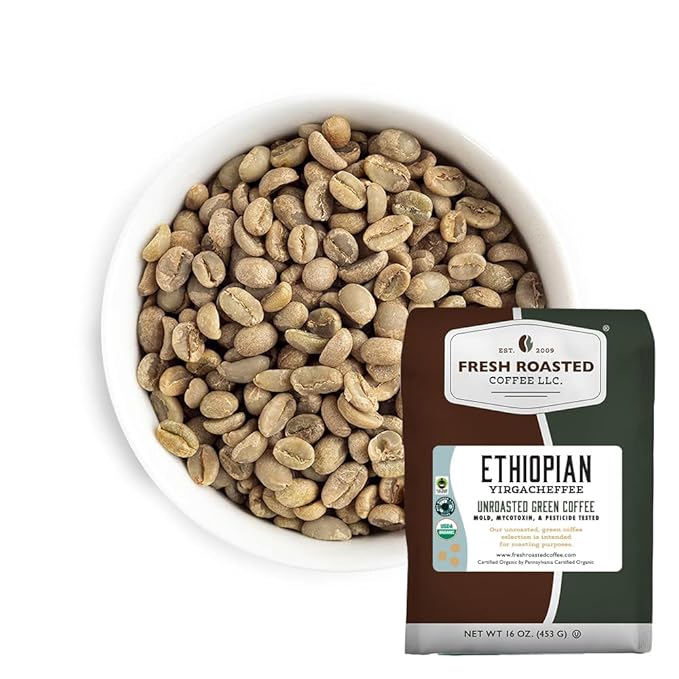 Fresh Roasted Coffee Unroasted Organic Explorer Home Roasting Starter Kit | USDA Organic Kosher | 4 one-pound bags