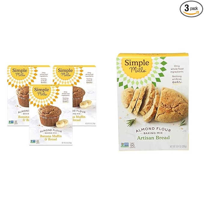 Simple Mills Almond Flour Baking Mixes - Gluten Free Bread &amp Banana Muffin Mixes (3 Pack)
